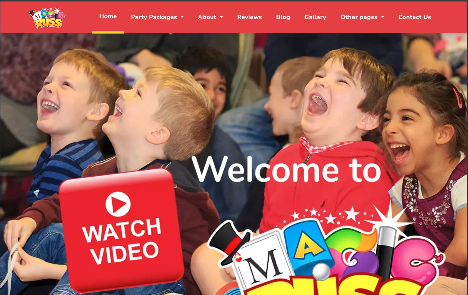 Magic Russ children’s entertainer website homepage